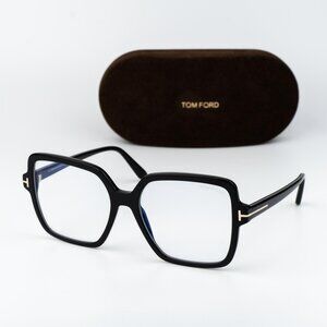 Tom Ford Women Oversized Eyeglasses Black Square FT6063-B 001 NEW AUTHENTIC